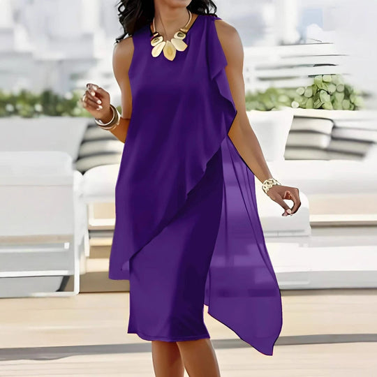 Damen asymmetrisches Chiffonkleid mit fließendem Schnitt