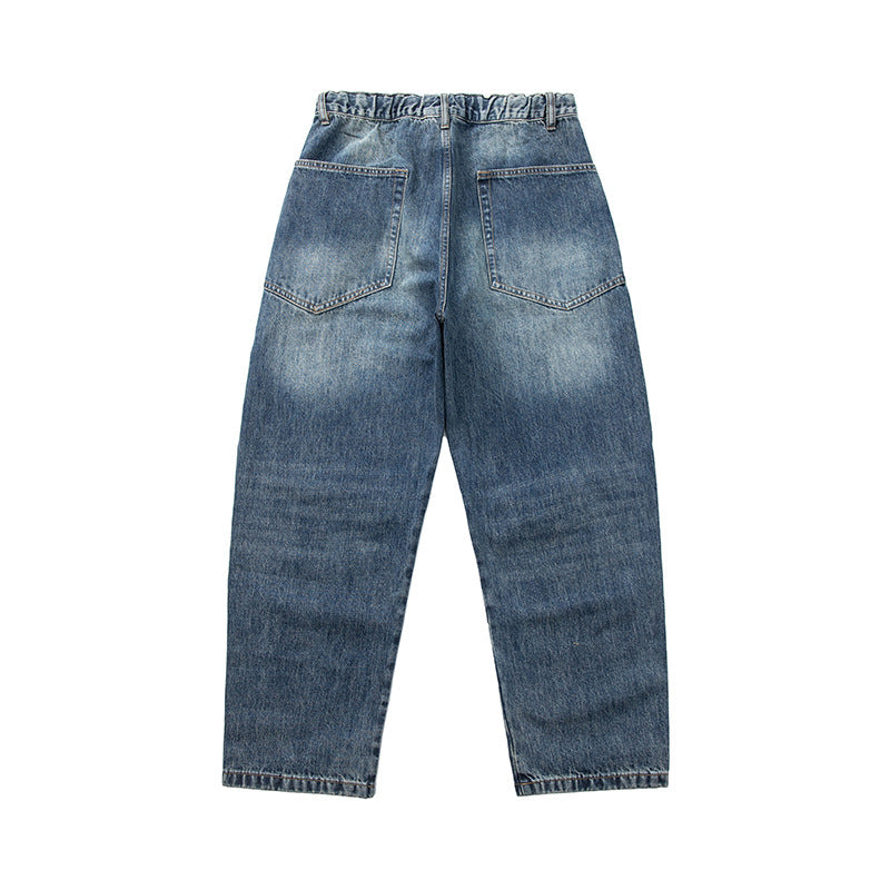 Damen Weite Cropped-Jeans mit hohem Bund, gesteppten Knie-Panels und Kordelzugbund Nord Taschen