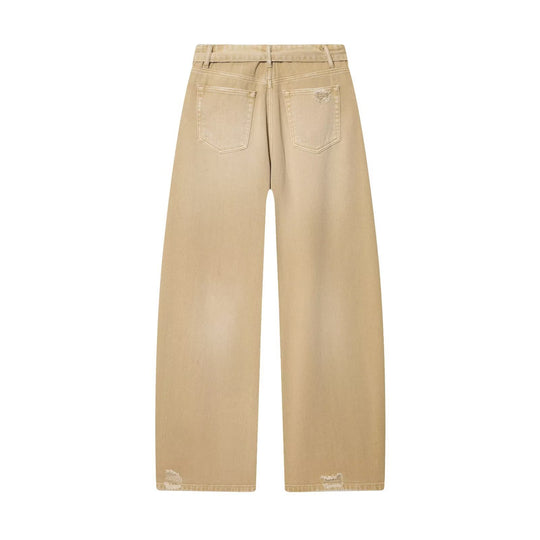 Damen Weite High-Waist Jeanshose mit geradem Bein und Used-Details Nord Taschen