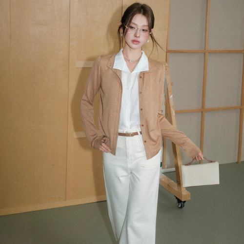 Damen Feiner Knopfcardigan aus Kaschmir-Mix mit schmaler Silhouette Nord Taschen