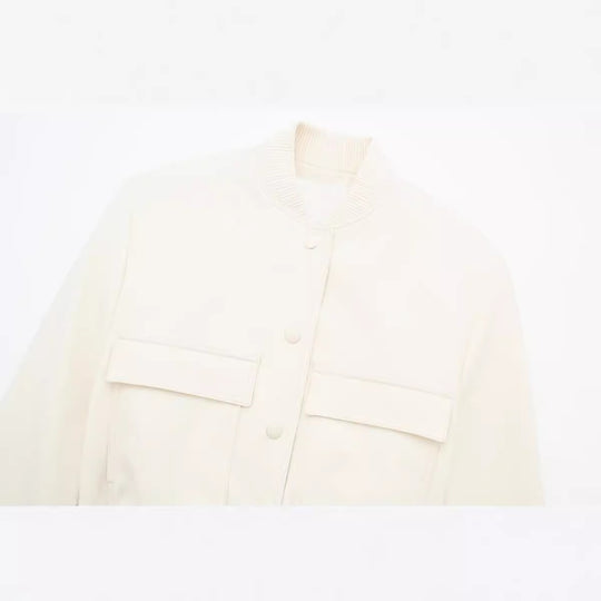 Damen Kurze Boxy‑Blousonjacke mit verdeckten Druckknöpfen, Pattentaschen und geripptem Saum Nord Taschen