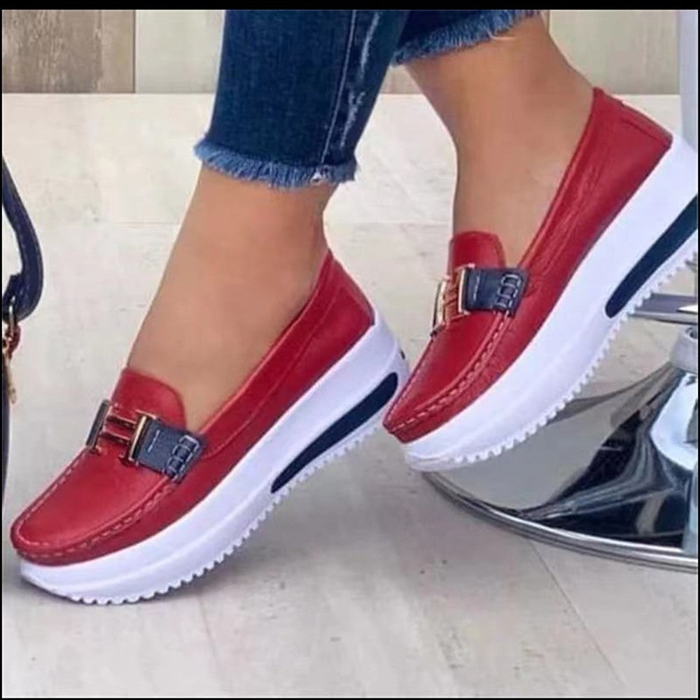 Damen  leichte Plateau-Slipper im Mokassinstil mit luftgepolsterter Gummisohle Nord Taschen