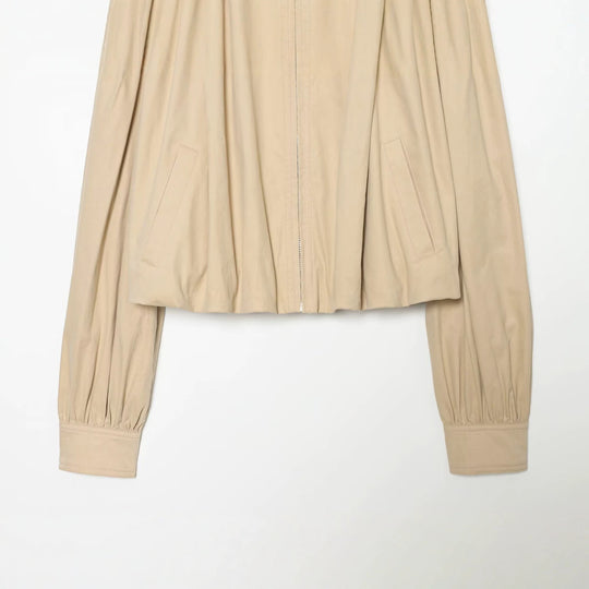 Damen Leichte Cropped Jacke mit gerafften Schultern, Stehkragen und Reißverschluss Nord Taschen
