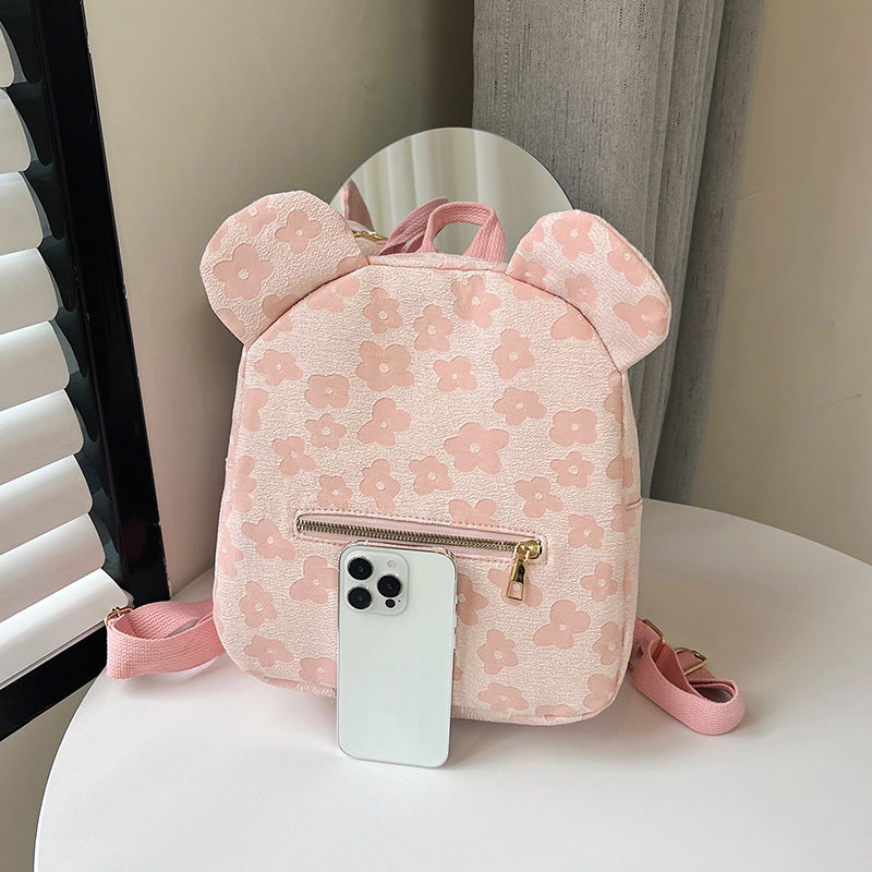 Damen Rucksack mit einzigartigem Blumenmuster und süßen Ohren Nord Taschen