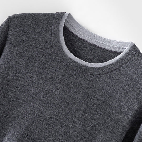 Damen Feiner Rundhalspullover aus Merino-Mix mit Kontrastbündchen Nord Taschen