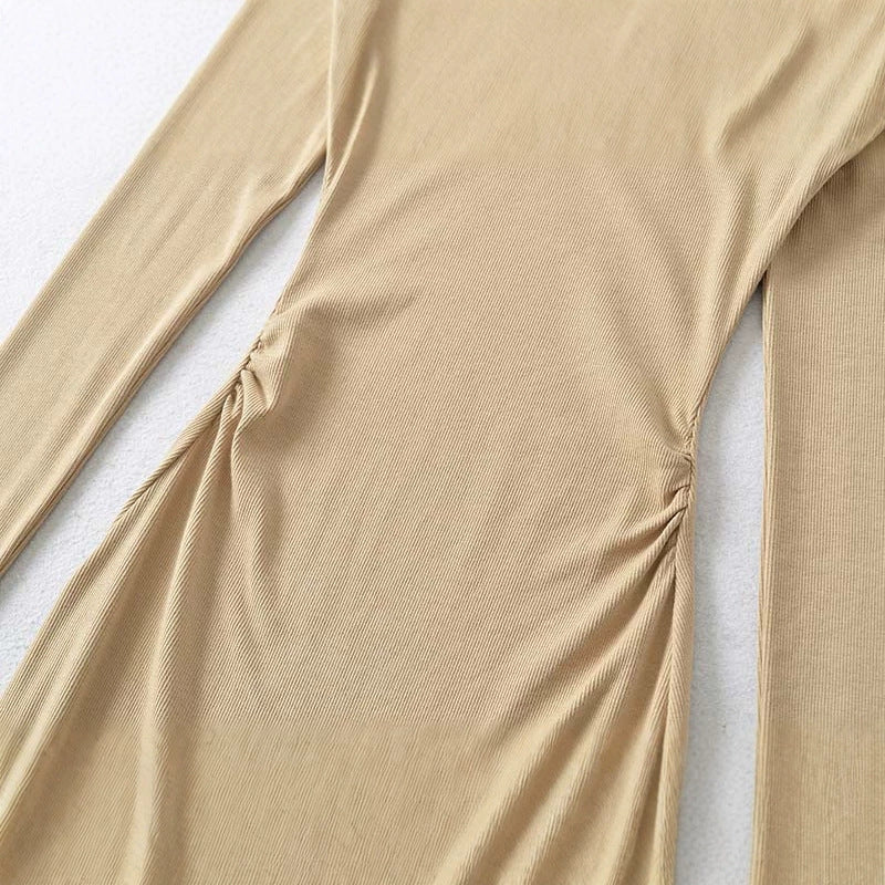 Damen Eng anliegendes Midikleid mit herzförmigem Ausschnitt und langen Ärmeln Nord Taschen