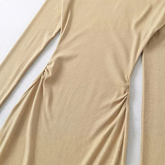 Damen Eng anliegendes Midikleid mit herzförmigem Ausschnitt und langen Ärmeln Nord Taschen