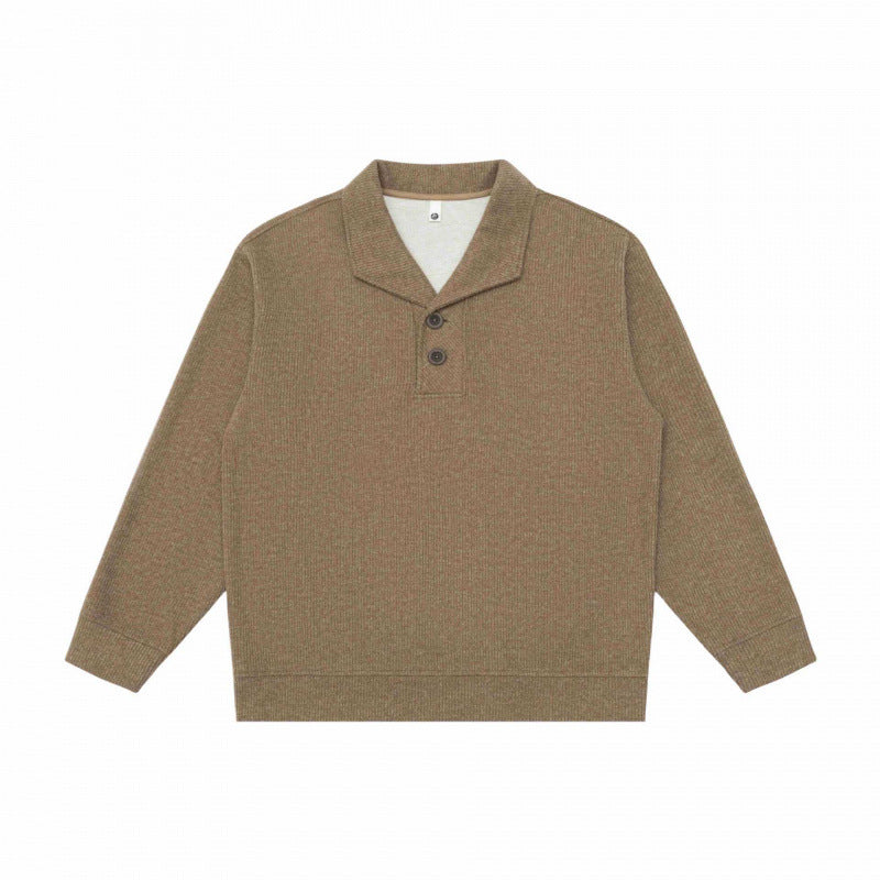 Herren Grobgestrickter Strickpullover mit Schalkragen und Knopfleiste Nord Taschen