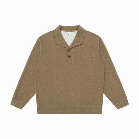 Herren Grobgestrickter Strickpullover mit Schalkragen und Knopfleiste Nord Taschen