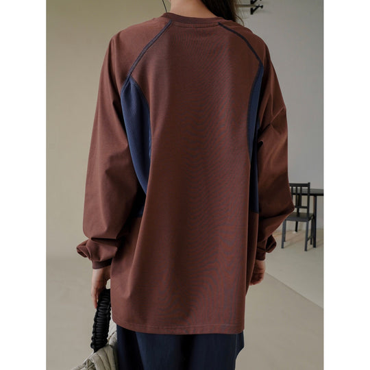 Damen Oversized Sweatshirt mit Raglan-Nähten und Kontrast-Mesh-Einsätzen Nord Taschen