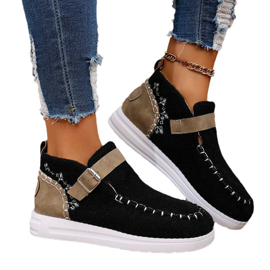 Damen Gefilzte Mokassin‑Sneaker mit Ziernaht, verstellbarem Riemen und dämpfender Plateausohle Nord Taschen