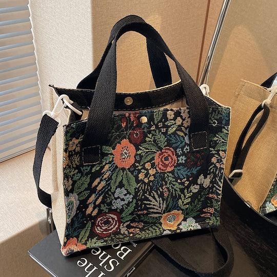 Damen Handtasche mit floralem Jacquard-Design und praktischen Tragegriffen Nord Taschen