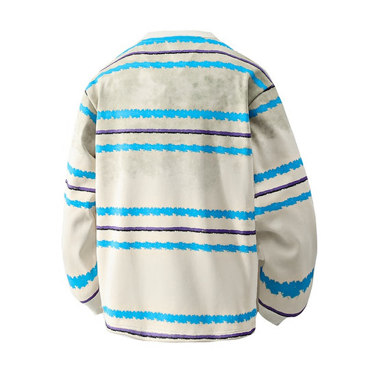 Herren Rundhals-Sweatshirt mit Aquarellstreifen und gerippten Bündchen Nord Taschen