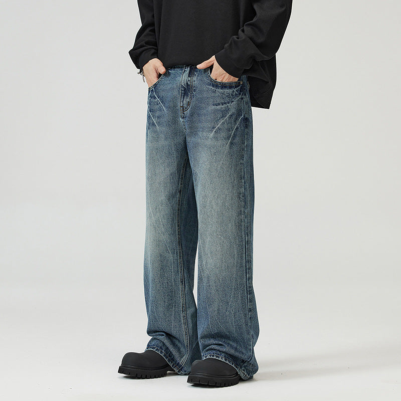 Herren weite Jeans im Relaxed‑Schnitt mit tiefer Bundhöhe und Used‑Optik Nord Taschen