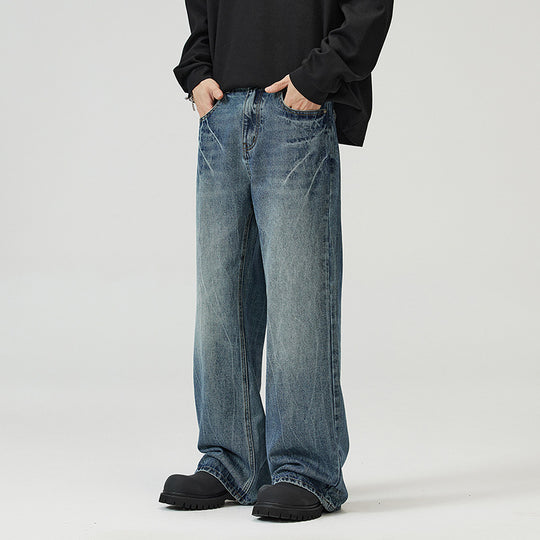 Herren weite Jeans im Relaxed‑Schnitt mit tiefer Bundhöhe und Used‑Optik Nord Taschen