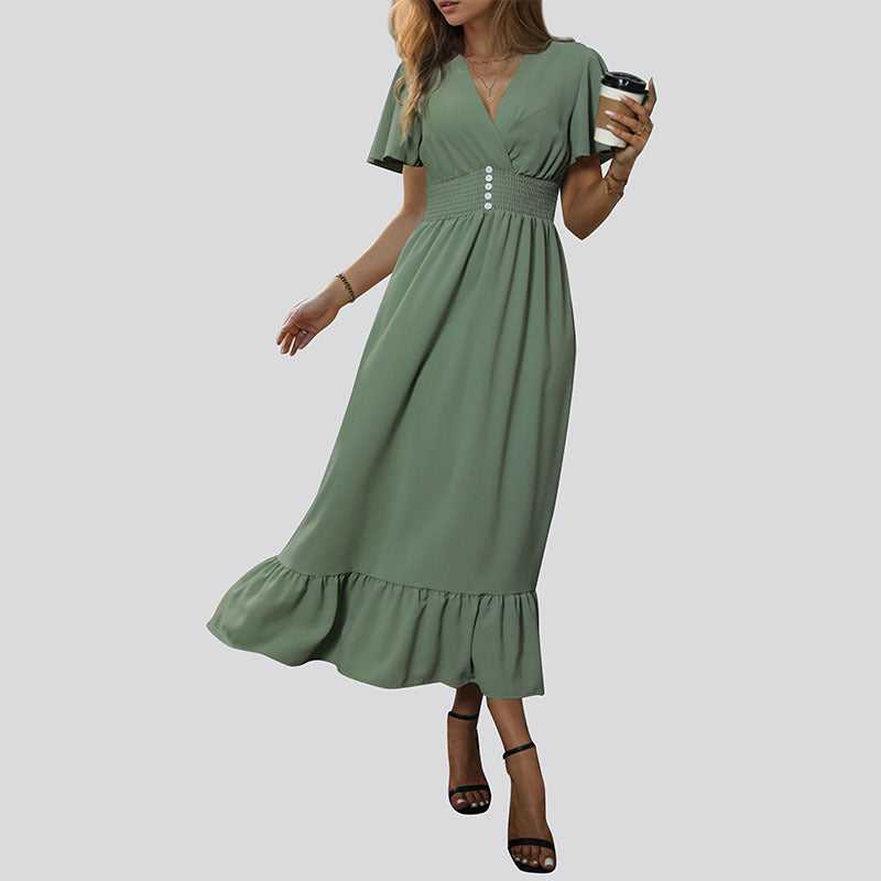 Damen Elegant fließendes Maxikleid Nord Taschen