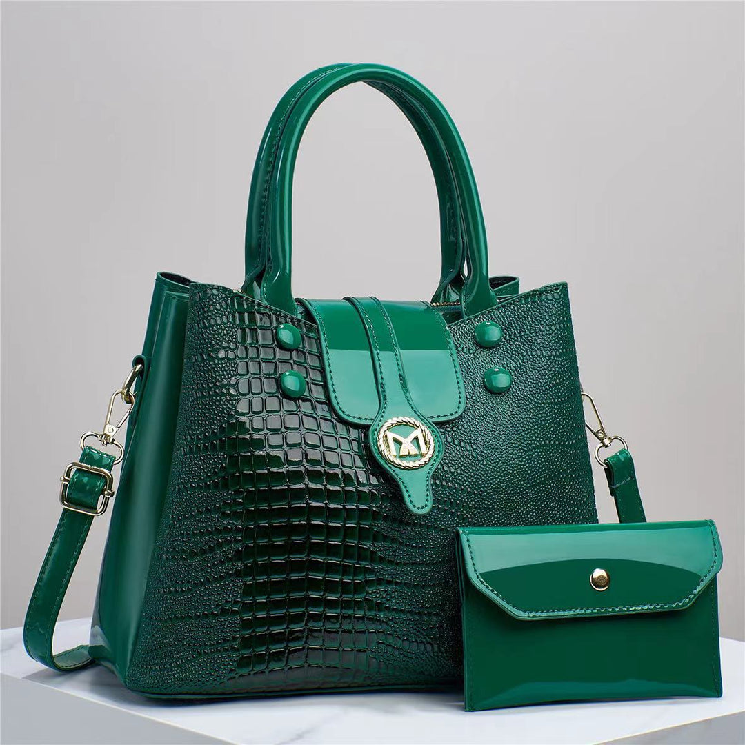 Damen elegante Handtasche mit Krokodilstruktur und abnehmbarer Clutch Nord Taschen