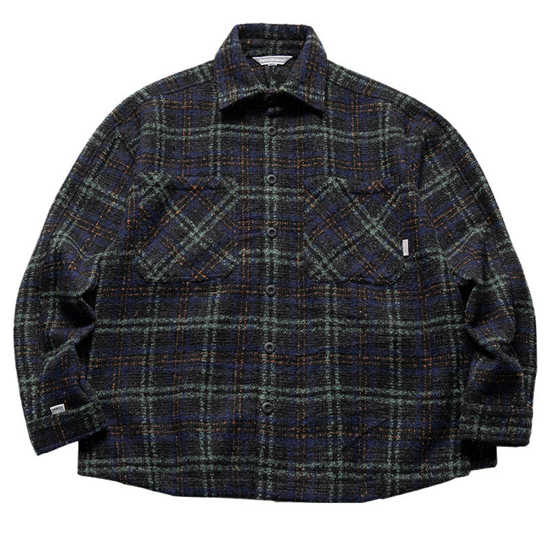 Unisex Karo-Overshirt aus Wollmix mit aufgesetzten Brusttaschen Nord Taschen