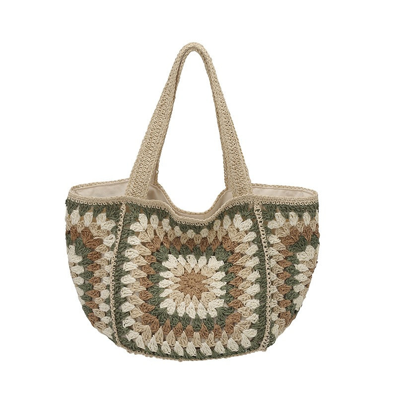 Damen gehäkelte Strandtasche mit einem einzigartigen geometrischen Muster Nord Taschen
