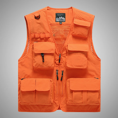 Herren Multifunktionale Utility-Weste mit Mehrfach-Taschen, Mesh‑Futter und Reißverschlussfront Nord Taschen