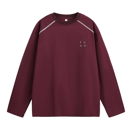 Unisex Oversize Langarmshirt aus Baumwollmix mit Raglannähten und minimalistischer Bruststickerei Nord Taschen