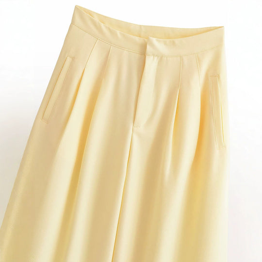 Damen Weite Culotte-Hose mit hoher Taille, Bundfalten und Eingrifftaschen Nord Taschen
