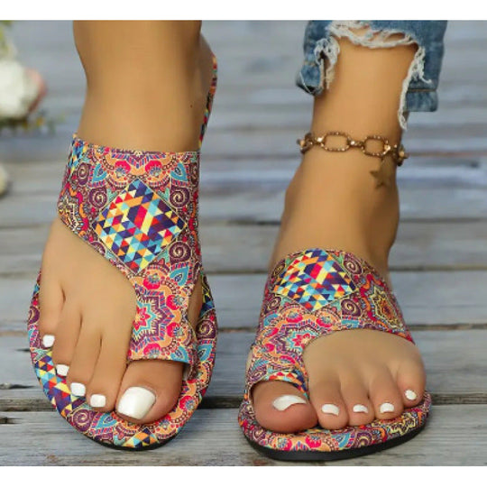Damen Bequeme Zehentrenner-Sandalen mit verspieltem Blumenmuster und weichem Fußbett Nord Taschen