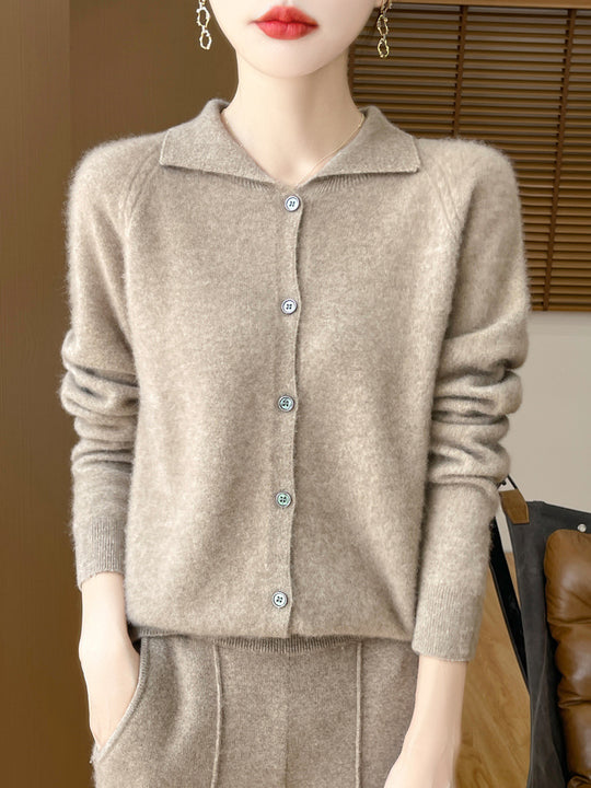 Damen Kuscheliger Reverskragen-Cardigan im Kaschmir-Look mit Mohair-Effekt Nord Taschen