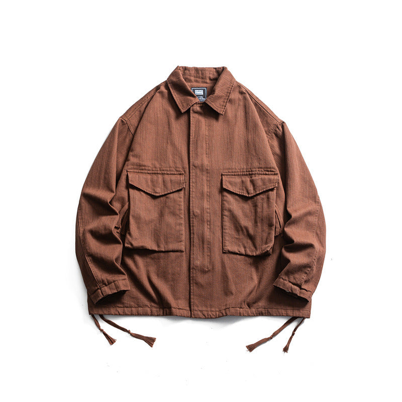 Herren Boxy-Utility-Blousonjacke aus Canvas mit aufgesetzten Pattentaschen und Kordelzugsaum Nord Taschen