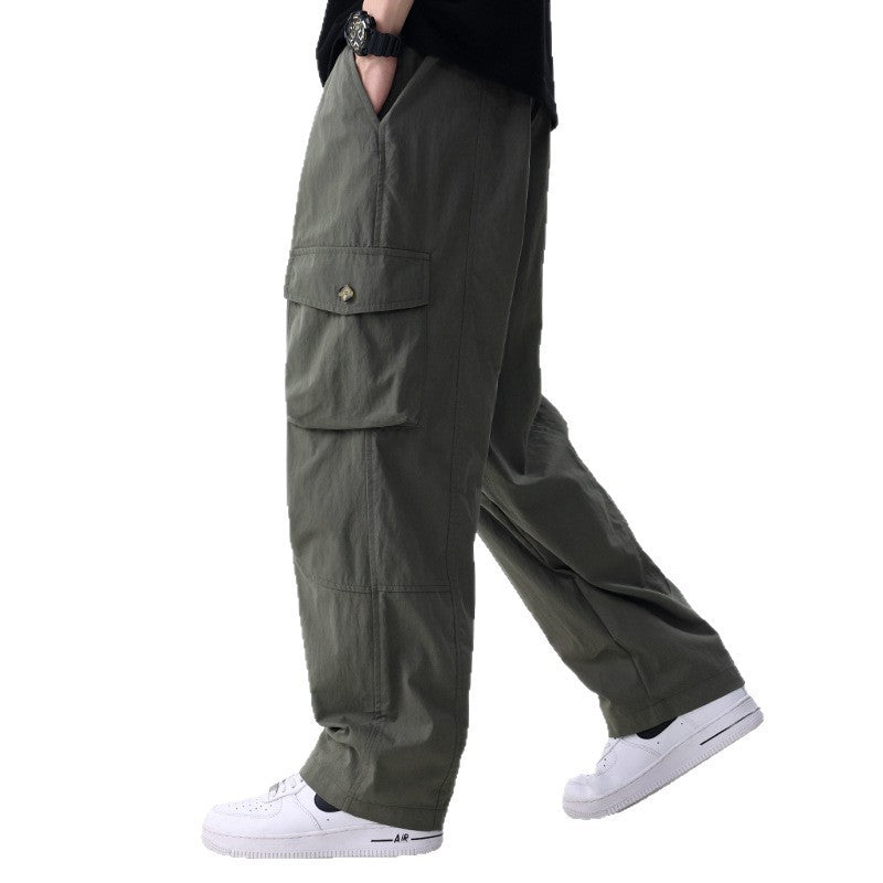 Herren Weite Utility-Cargohose aus Baumwollmix mit Kordelzugbund und aufgesetzten Klappentaschen Nord Taschen