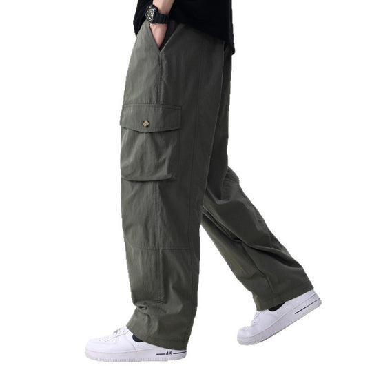 Herren Weite Utility-Cargohose aus Baumwollmix mit Kordelzugbund und aufgesetzten Klappentaschen Nord Taschen