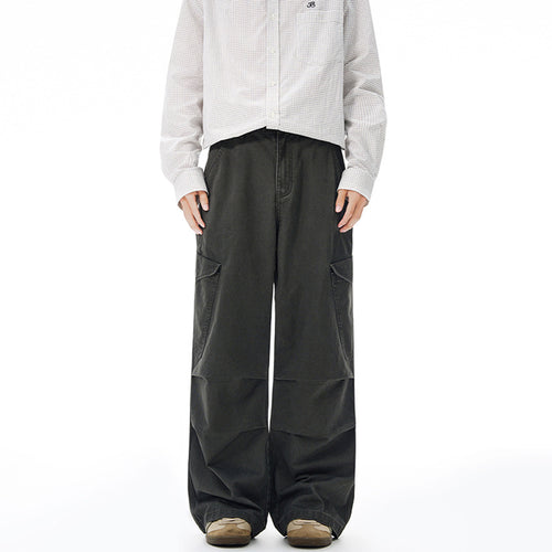 Herren Weite Canvas-Cargohose im Baggy-Schnitt mit extra weitem Bein, Knieabnähern und aufgesetzter Seitentasche Nord Taschen