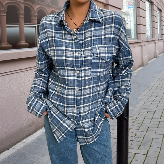 Damen Karierte Overshirt Nord Taschen