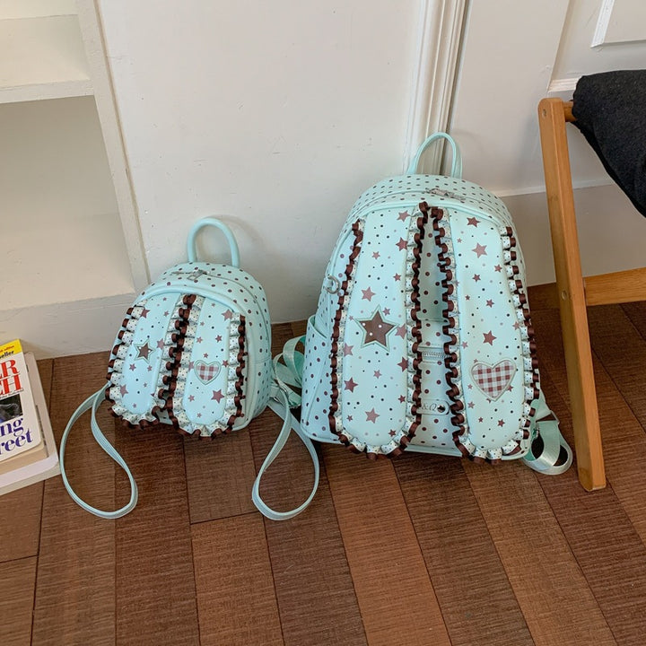 Damen verspielter Rucksack mit modischen Sternen und Rüschen Nord Taschen