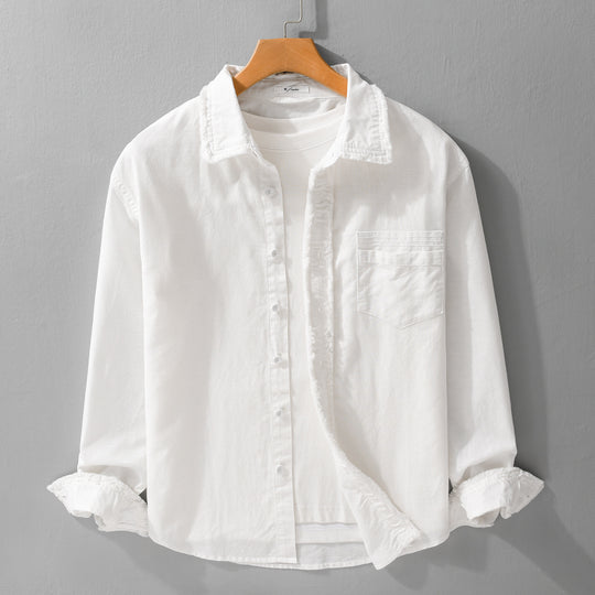 Herren Fransen-Overshirt aus Baumwollmix mit Brusttasche und Knopfleiste Nord Taschen