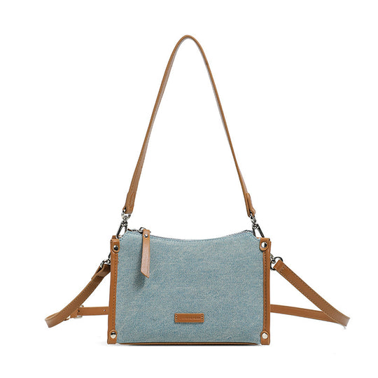 Damen Umhängetasche aus strapazierfähigem Denim mit hochwertigem Kunstledereinzug Nord Taschen