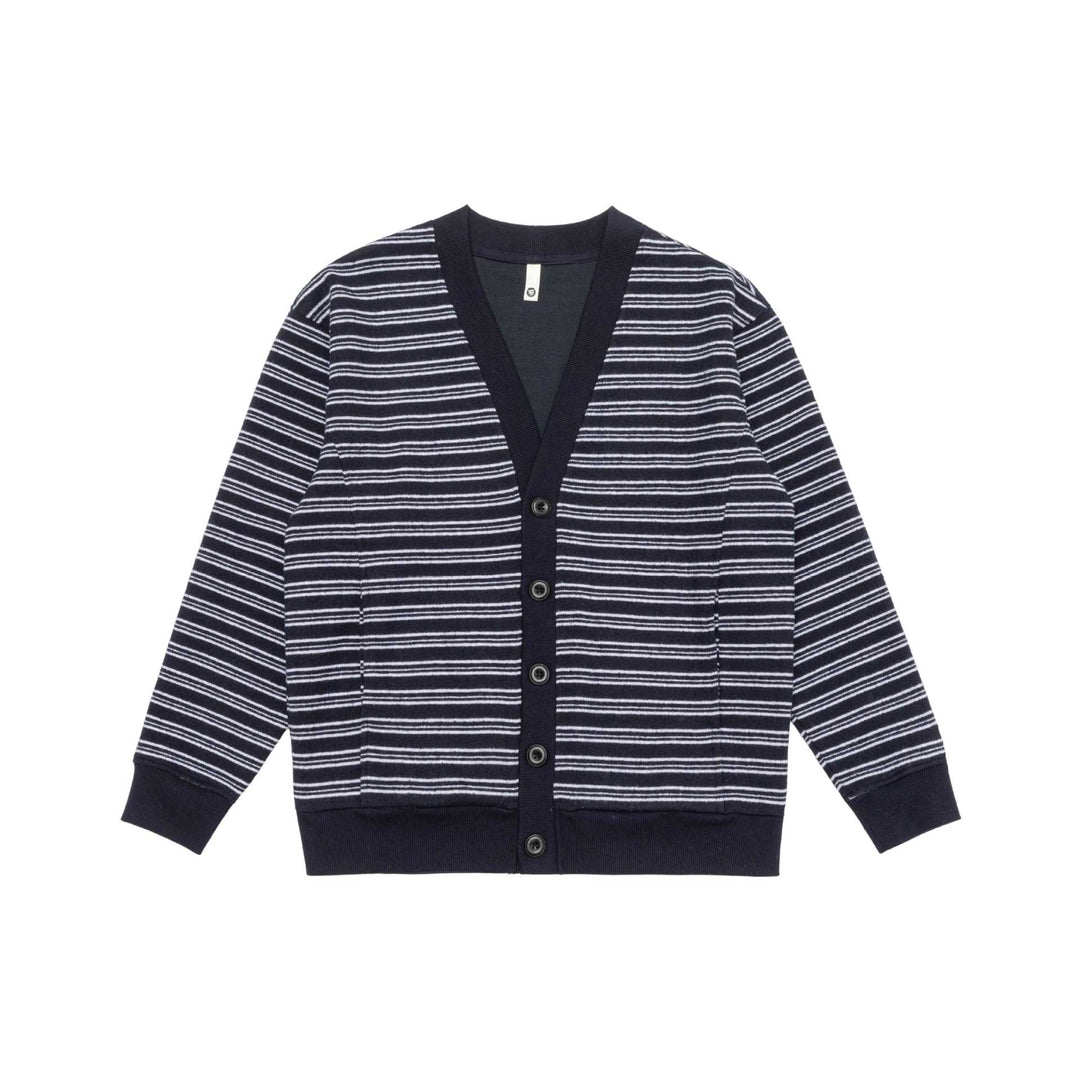 Herren Gestreifte Knopfcardigan mit V‑Ausschnitt, Eingrifftaschen und Rippenbündchen Nord Taschen