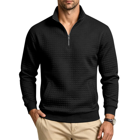 Herren Stehkragen-Sweatshirt mit Halbzip und gesteppter Waffelstruktur Nord Taschen