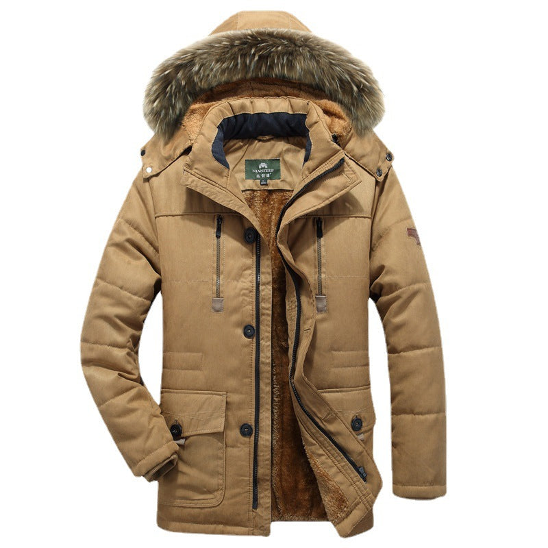 Herren Winterparka mit Teddyfutter, abnehmbarer Kunstfellkapuze und Multifunktionstaschen Nord Taschen
