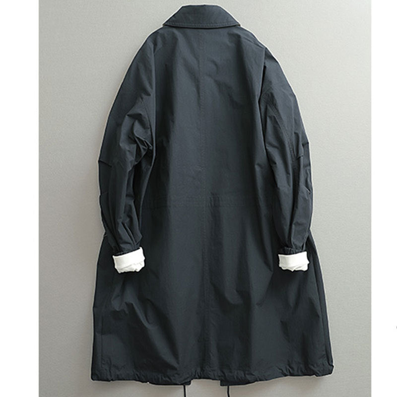 Damen Oversize-Trenchcoat aus atmungsaktivem Baumwollmischgewebe mit verdeckter Knopfleiste Nord Taschen