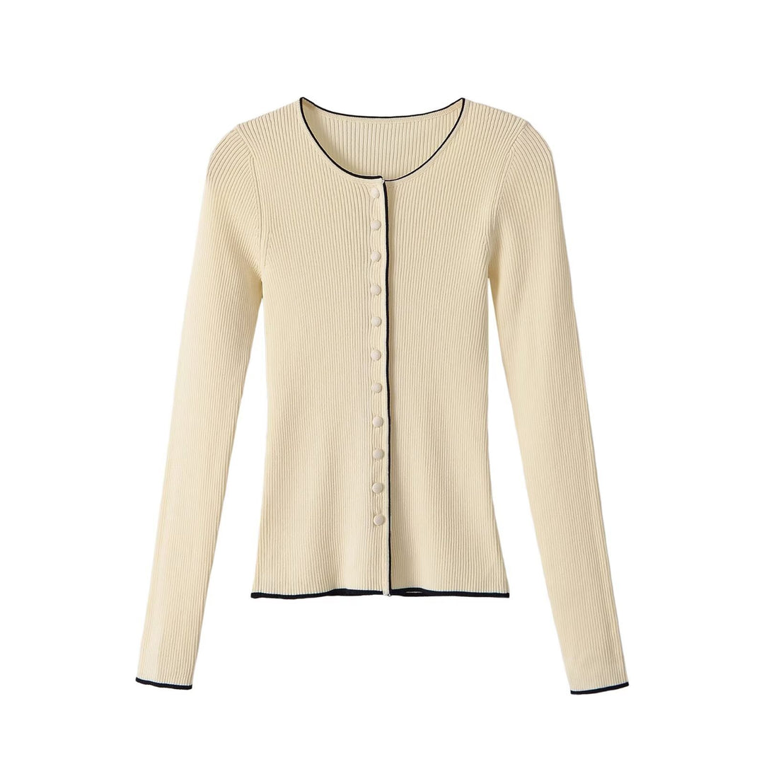 Damen Feinripp-Cardigan mit verdeckter Knopfleiste und Kontrastkante Nord Taschen