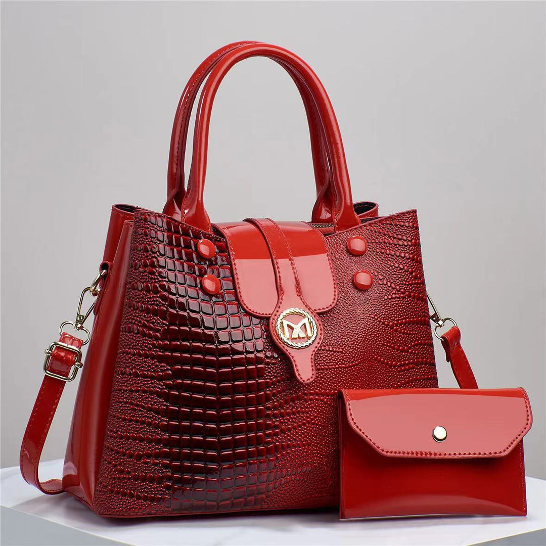 Damen elegante Handtasche mit Krokodilstruktur und abnehmbarer Clutch Nord Taschen