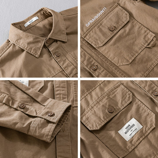 Herren Field-Overshirt im Military-Stil mit aufgesetzten Brusttaschen und relaxed Fit Nord Taschen
