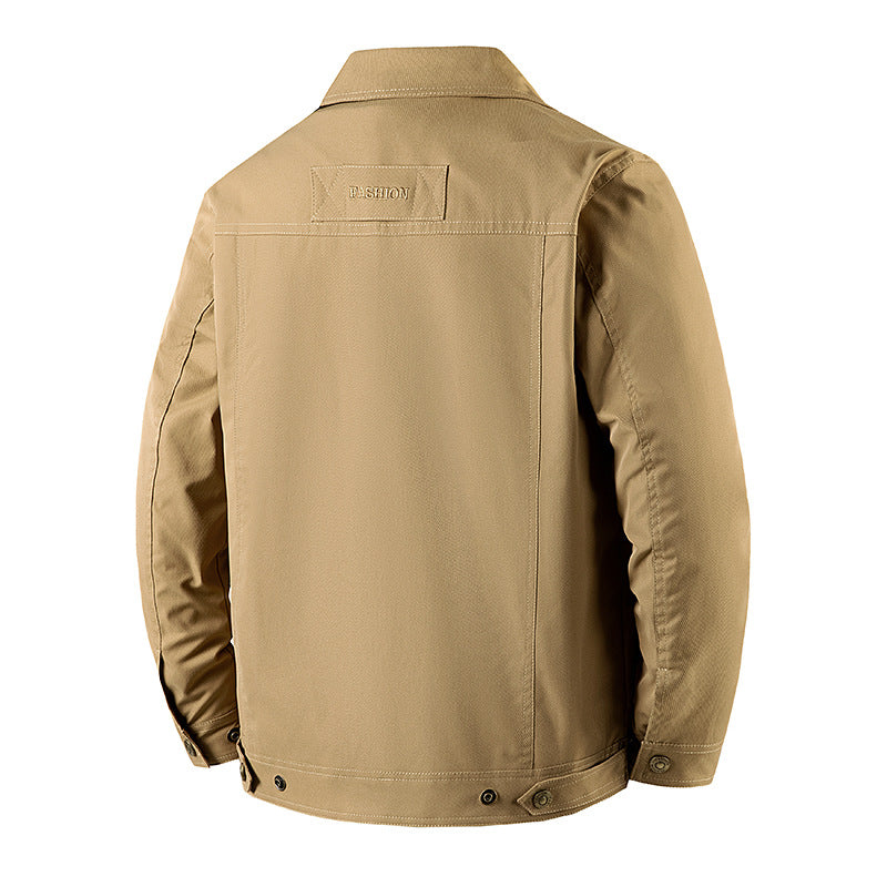 Herren Canvas-Workerjacke mit Knopfleiste, aufgesetzter Brusttasche und Hemdkragen Nord Taschen