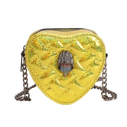 Damen Herzform-Bag mit Glanzoberfläche und exquisitem Anhänger Nord Taschen