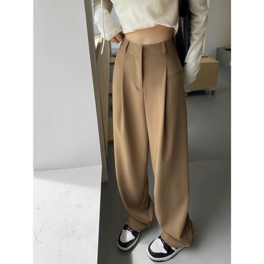 Damen Hochtaillierte Tailored-Hose mit weitem Bein, Bundfalten und Ziertasche Nord Taschen