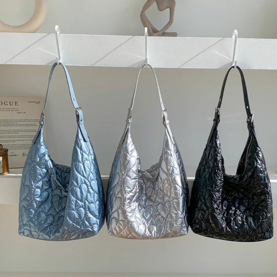 Damen Hobo-Tasche mit leicht gepolsterter, glänzender Oberfläche und praktischem Schulterriemen Nord Taschen