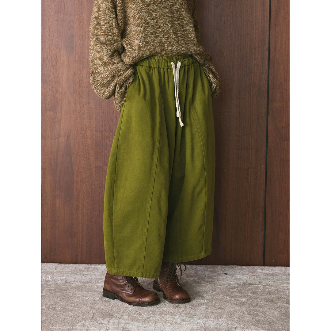 Damen Weite High‑Waist Canvas‑Culotte mit Kordelbund und Ziernähten Nord Taschen
