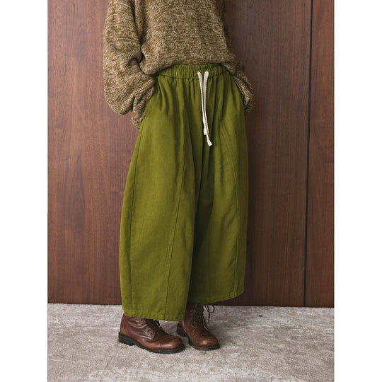 Damen Weite High‑Waist Canvas‑Culotte mit Kordelbund und Ziernähten Nord Taschen
