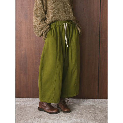 Damen Weite High‑Waist Canvas‑Culotte mit Kordelbund und Ziernähten Nord Taschen
